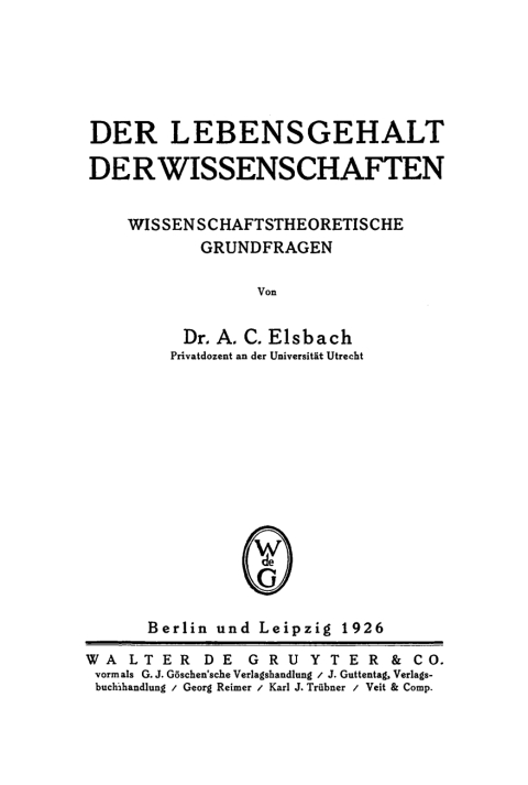 Cover image for book Der Lebensgehalt der Wissenschaften