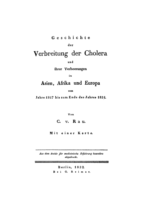 Cover image for book Geschichte der Verbreitung der Cholera und ihrer Verheerungen in Asien, Afrika und Europa