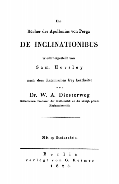 Cover image for book Die Bücher des Apollonius von Perga De Inclinationibus