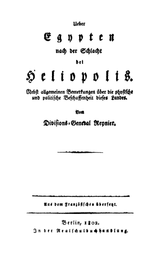 Ueber Egypten nach der Schlacht bei Heliopolis