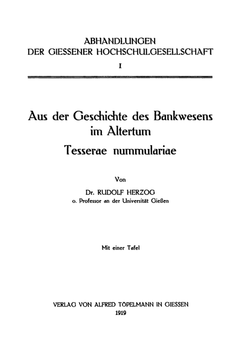 Cover image for book Aus der Geschichte des Bankwesens im Altertum