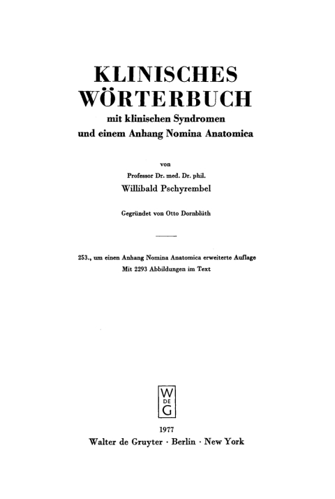 Cover image for book Klinisches Wörterbuch