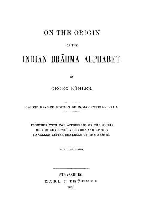 Cover image for book On the origin of the Indian Brahma alphabet