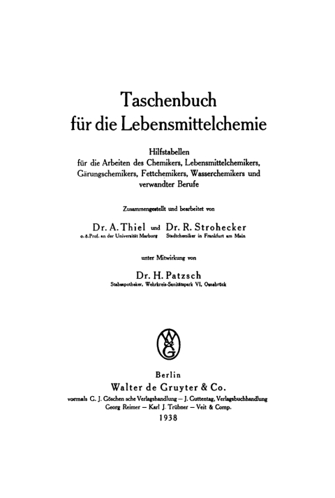 Cover image for book Taschenbuch für die Lebensmittelchemie