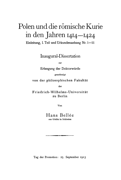 Cover image for book Polen und die römische Kurie in den Jahren 1414–1424, Einleitung, T. 1 und Urkundenanhang Nr. 1–11
