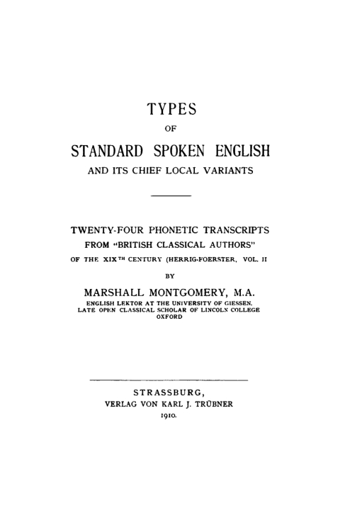 Cover image for book Types of standard spoken English and its chief local variants