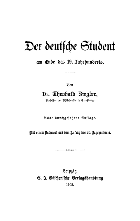 Cover image for book Der deutsche Student am Ende des 19. Jahrhunderts