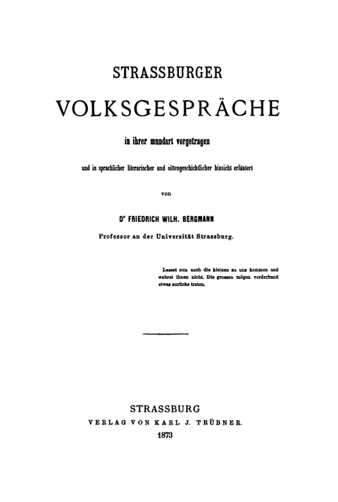 Cover image for book Strassburger Volksgespräche in ihrer Mundart