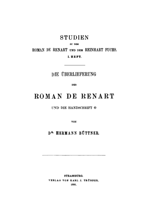 Cover image for book Die Überlieferung des Roman de Renart