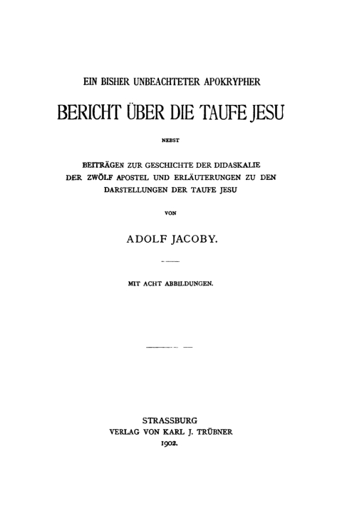 Cover image for book Ein bisher unbeachteter apokrypher Bericht über die Taufe Jesu
