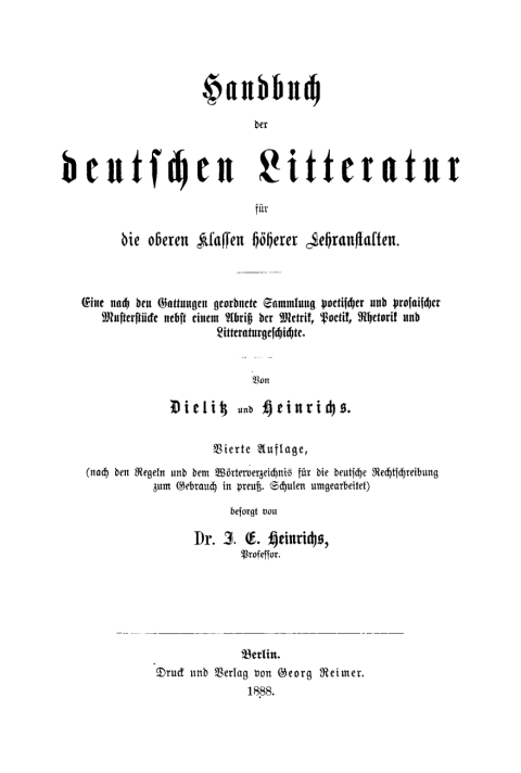 Cover image for book Handbuch der deutschen Litteratur für die oberen Klassen höherer Lehranstalten