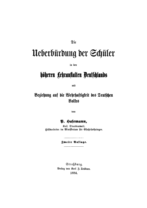 Cover image for book Die Überbürdung der Schüler in den höheren Lehranstalten Deutschlands