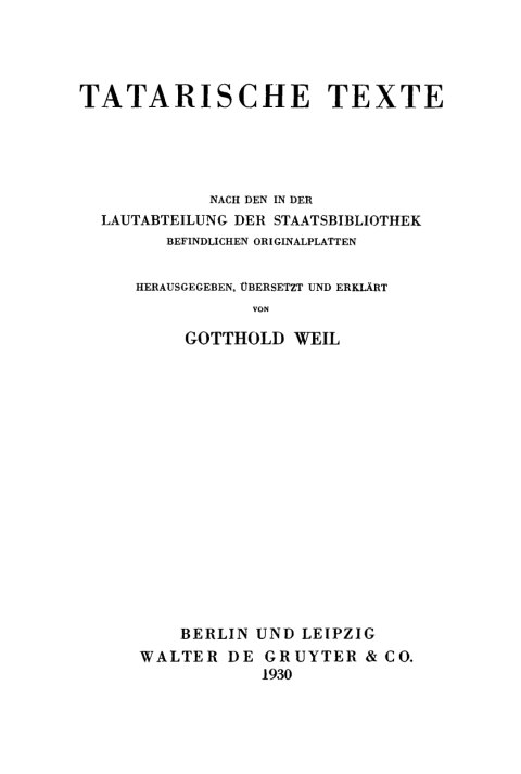 Cover image for book Tatarische Texte