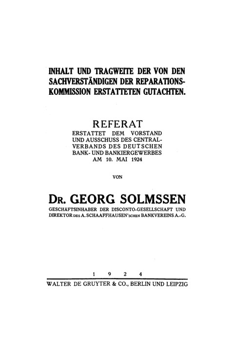 Cover image for book Inhalt und Tragweite von den Sachverständigen der Reparationskommission erstatteten Gutachten