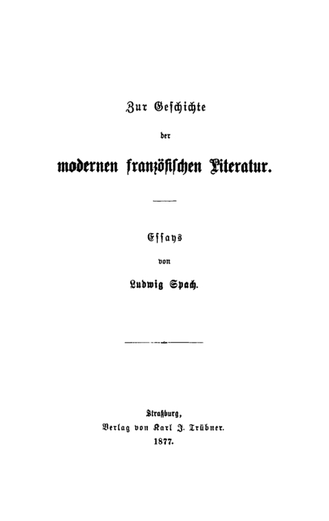 Cover image for book Zur Geschichte der modernen französischen Litteratur