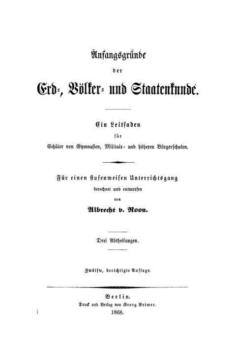 Cover image for book Anfangsgründe der Erd-, Völker- und Staatenkunde
