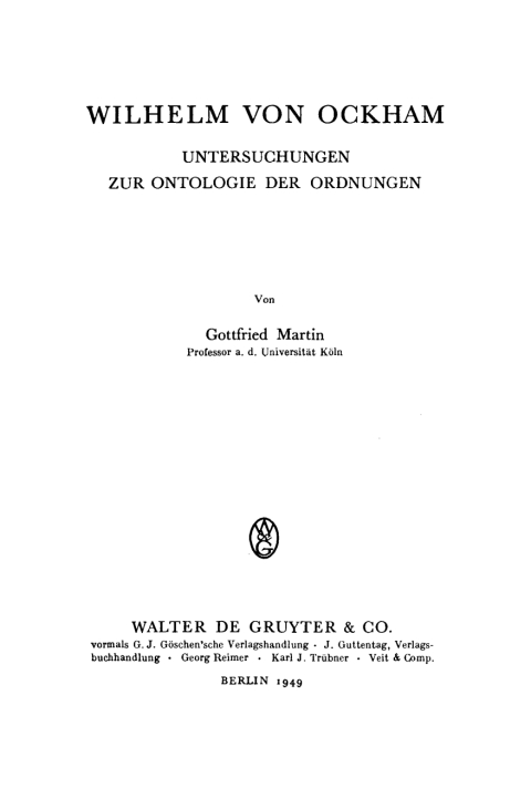 Cover image for book Wilhelm von Ockham