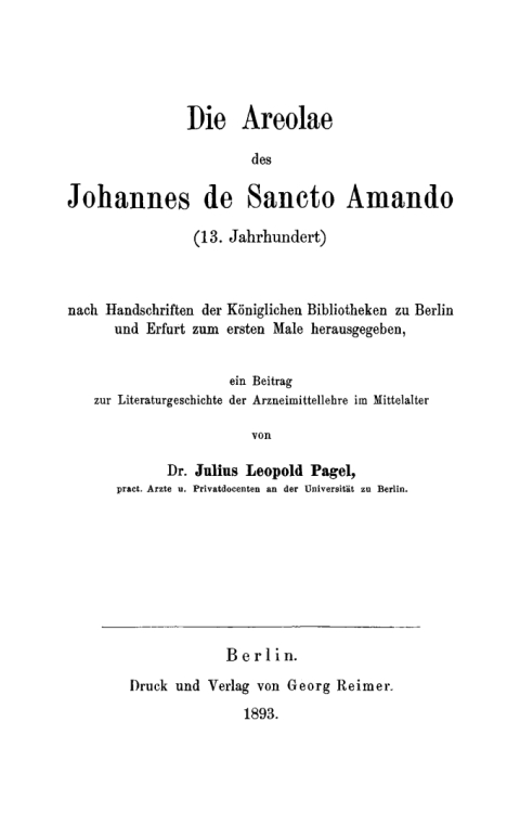 Cover image for book Die Areolae des Johannes de Sancto Amando (13. Jahrhundert)