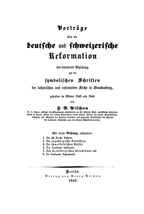 Cover image for book Vorträge über die deutsche und schweizerische Reformation