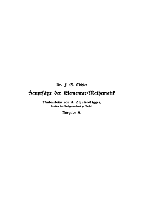 Cover image for book Hauptsätze der Elementar-Mathematik zum Gebrauche an höheren Lehranstalten