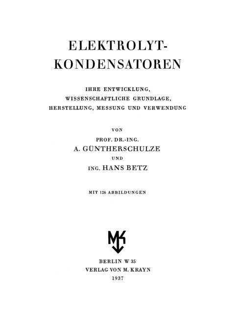 Cover image for book Elektrolytkondensatoren