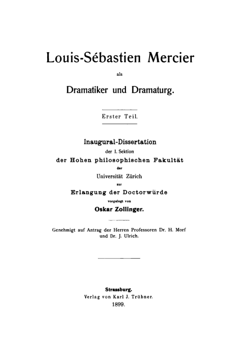 Cover image for book Louis-Sebastien Mercier als Dramatiker und Dramaturg, Erster Teil