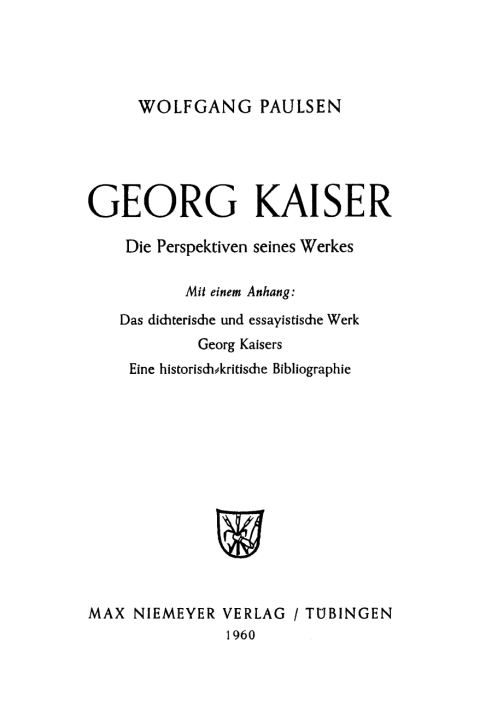 Cover image for book Georg Kaiser