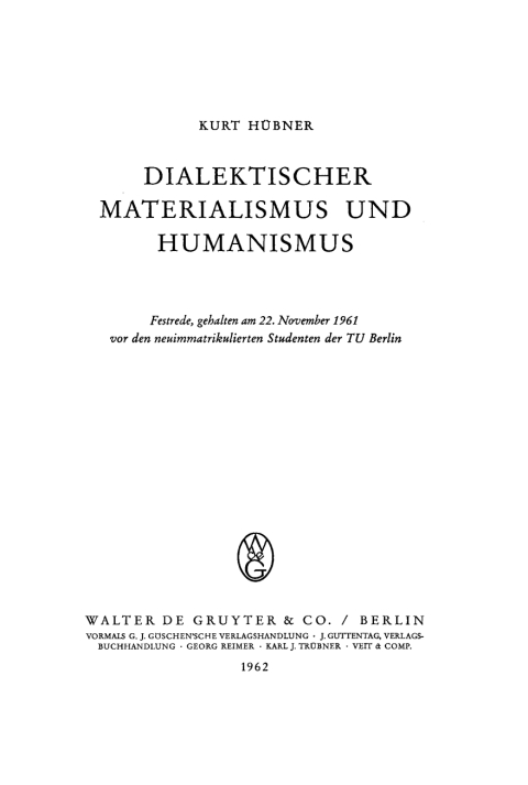 Cover image for book Dialektischer Materialismus und Humanismus