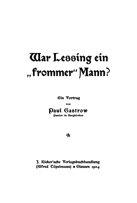 Cover image for book War Lessing ein "frommer" Mann?