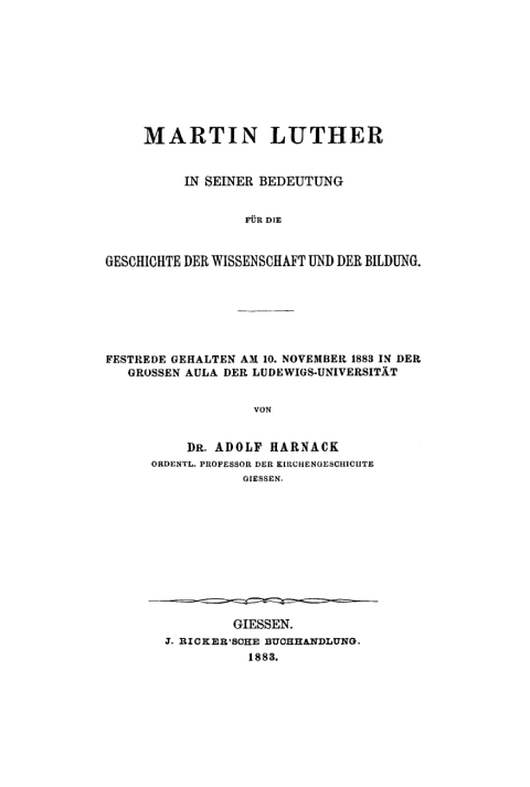 Cover image for book Martin Luther in seiner Bedeutung für die Geschichte der Wissenschaft und Bildung
