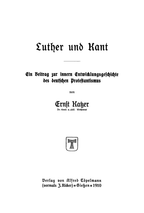 Cover image for book Luther und Kant
