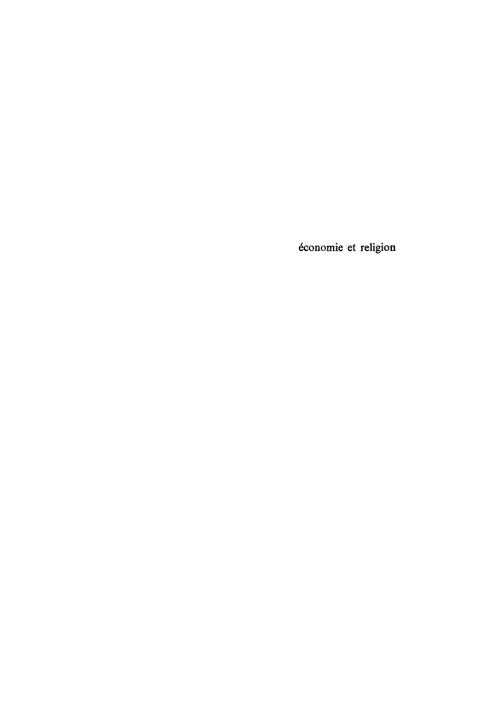 Cover image for book Économie et religion