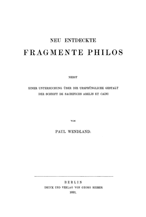 Cover image for book Neu entdeckte Fragmente Philos