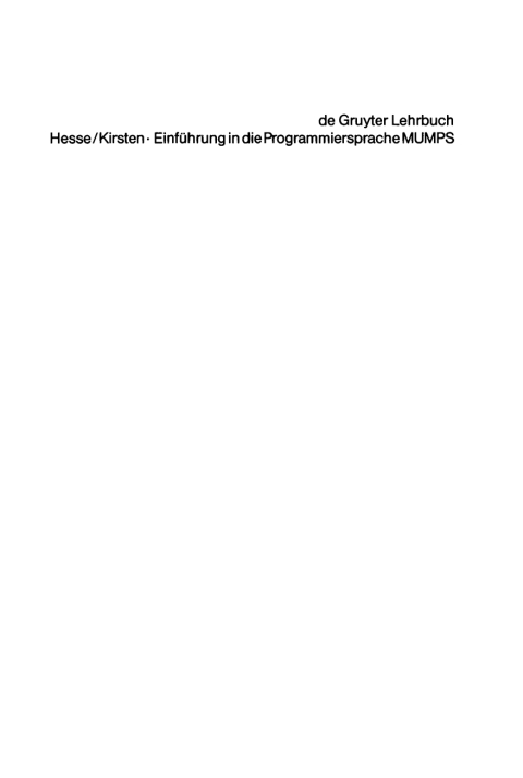 Cover image for book Einführung in die Programmiersprache MUMPS
