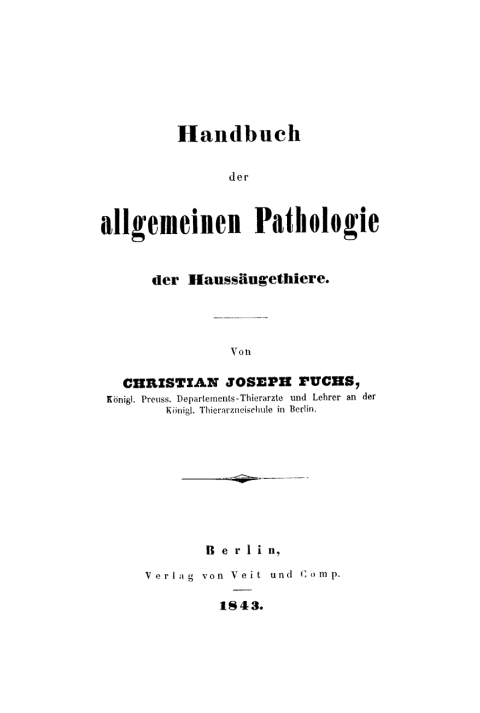Cover image for book Handbuch der allgemeinen Pathologie der Haussäugethiere