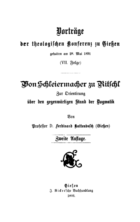 Cover image for book Von Schleiermacher zu Ritschl