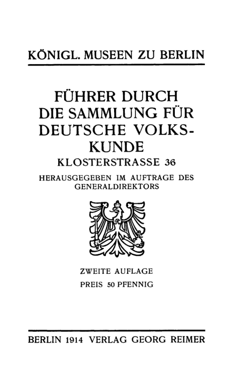 Cover image for book Führer durch die Sammlung für Deutsche Volkskunde