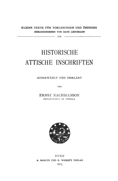 Cover image for book Historische attische Inschriften
