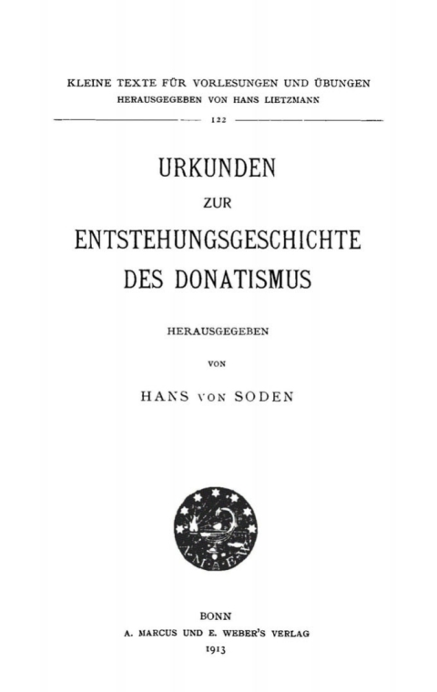 Cover image for book Urkunden zur Entstehungsgeschichte des Donatismus