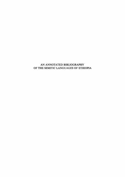 Cover image for book An annotated Bibliography of the Semitic languages of Ethiopia