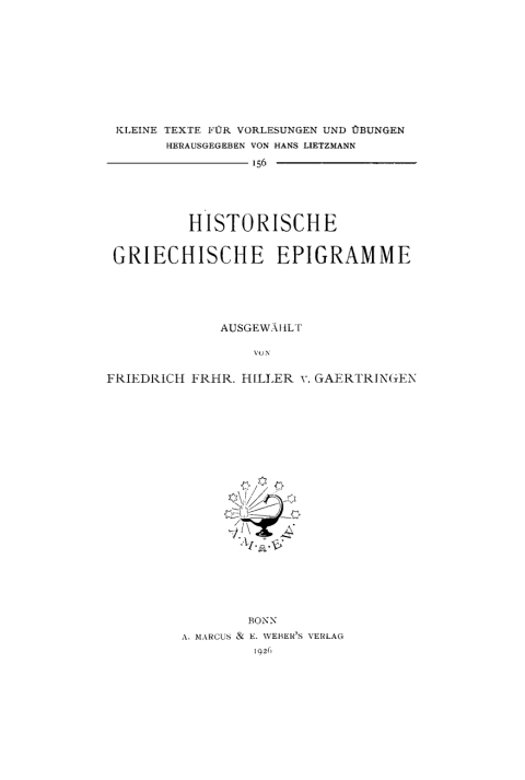 Cover image for book Historische griechische Epigramme