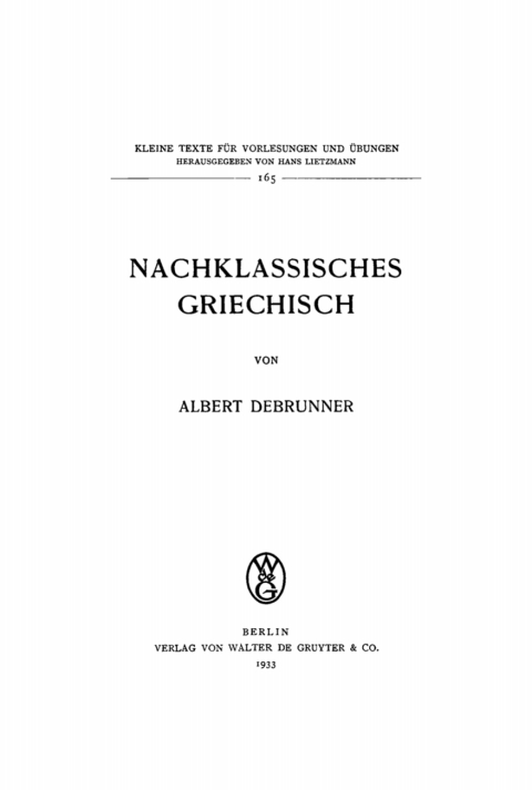 Cover image for book Nachklassisches Griechisch