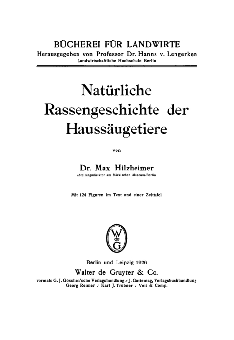 Cover image for book Natürliche Rassengeschichte der Haussäugetiere