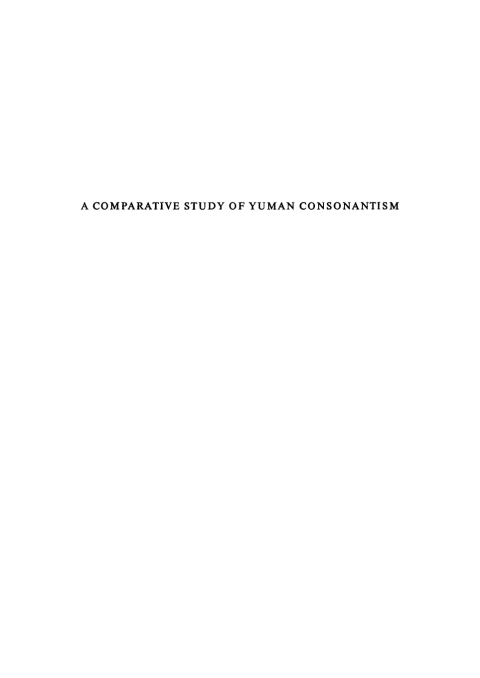 A Comparative Study of Yuman Consonantism 
