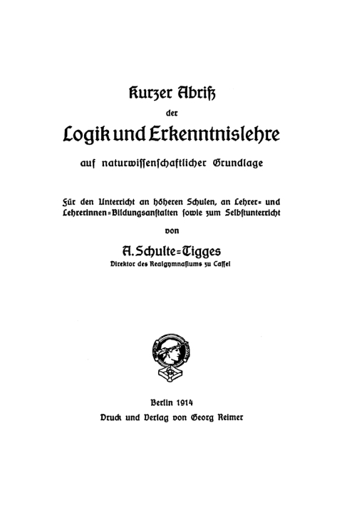 Cover image for book Kurzer Abriß der Logik und Erkenntnislehre auf naturwissenschaftlicher Grundlage