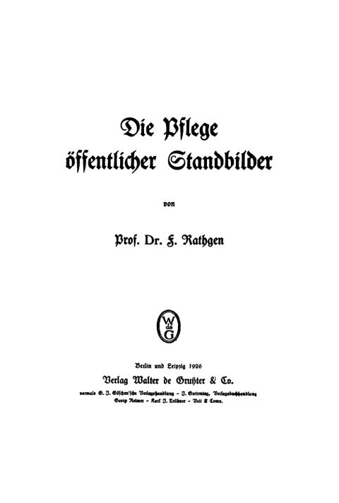 Cover image for book Die Pflege öffentlicher Standbilder
