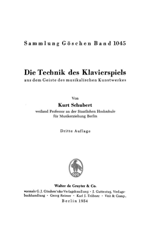 Cover image for book Die Technik des Klavierspiels aus dem Geiste des musikalischen Kunstwerkes