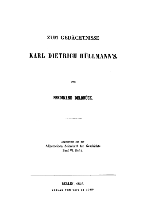 Cover image for book Zum Gedächtnisse Karl Dietrich Hüllmanns