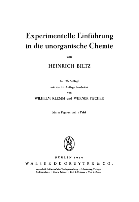 Cover image for book Experimentelle Einführung in die unorganische Chemie
