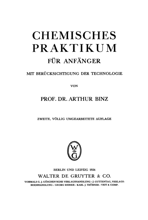 Cover image for book Chemisches Praktikum für Anfänger, mit Berücksichtigung der Technologie